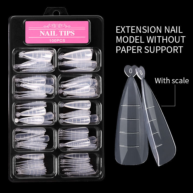 Nail Art Sheets Ultra-thin Non-marking Water Drop Pointed Ballet Coffin Trapezoid Sheets 100 Pieces Box Sheets with Scale