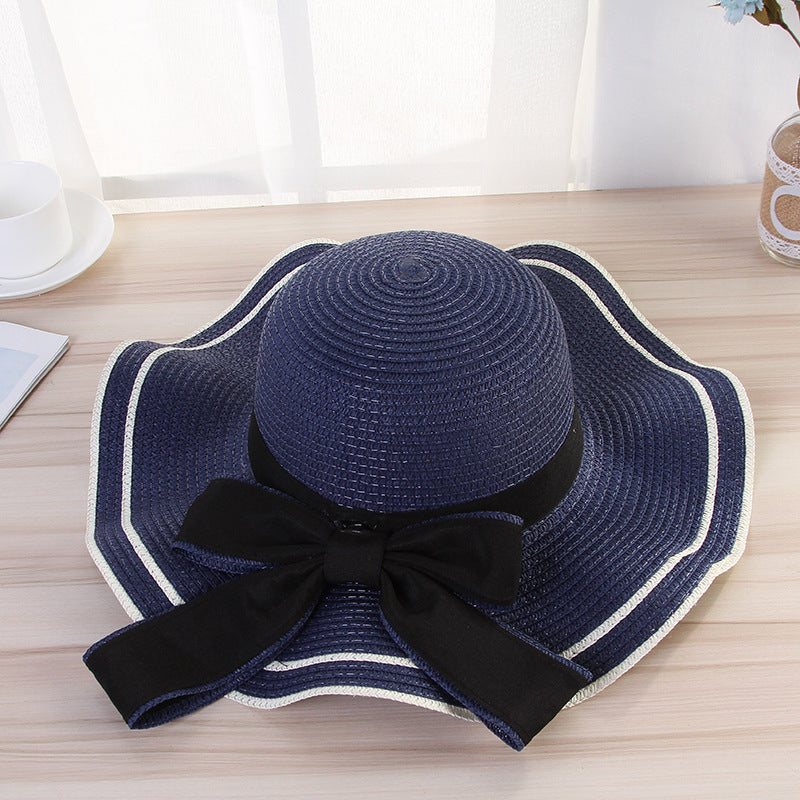 Summer Sun Hat Women Straw Hats Sunshade Panama Fashion Bow Beach Hat Foldable Travel Caps