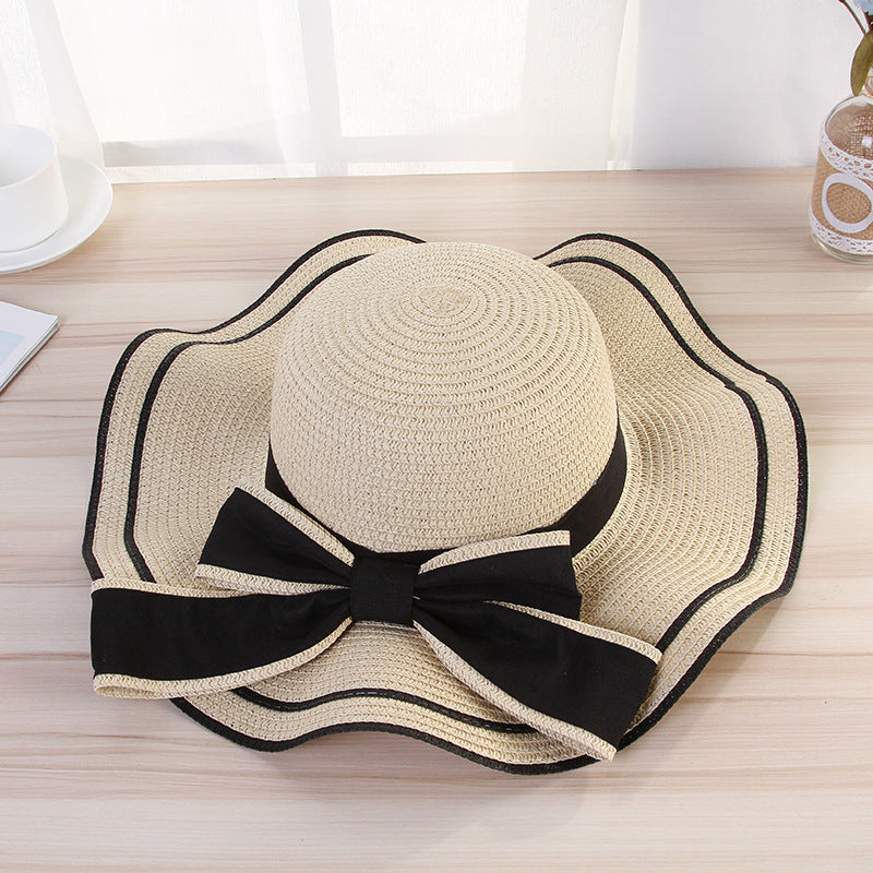 Summer Sun Hat Women Straw Hats Sunshade Panama Fashion Bow Beach Hat Foldable Travel Caps