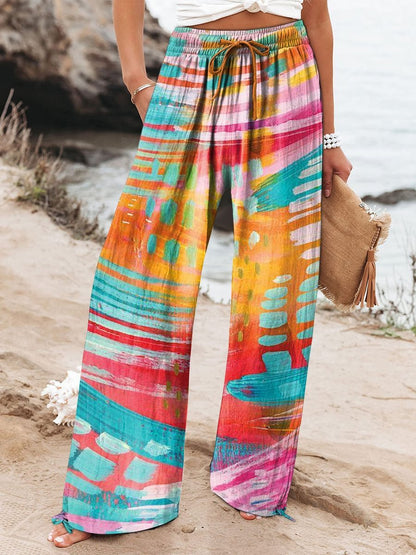 Hot Selling Wide Leg Colorful Graffiti Women's Casual Pants