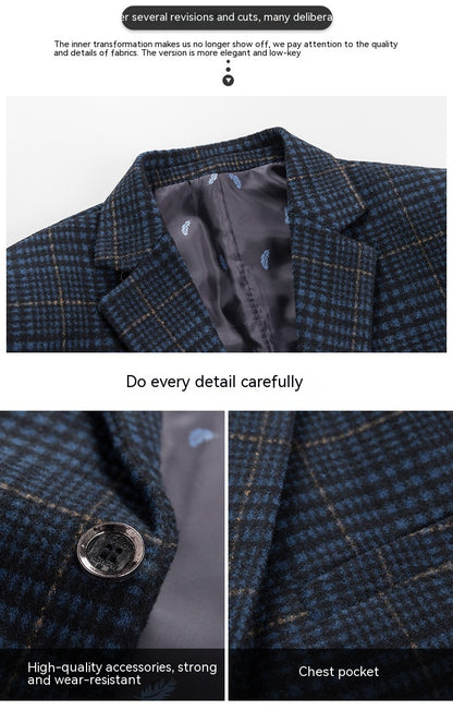 Spring Summer Slim-fit Casual Plaid Men's Suit Jackets