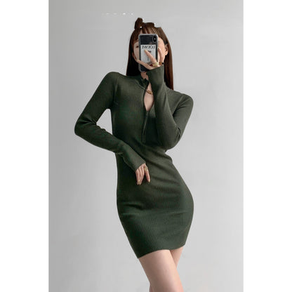 Women's Long Sleeve Knitted Tight Dress