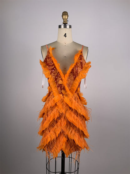 Yellow Backless V Sling Slim Fit Dress