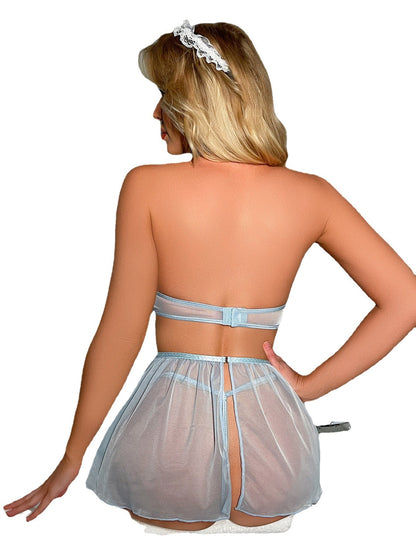 Role Play Maid Uniform Mesh See-through Seductive Set