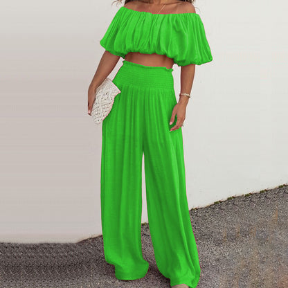 Women's Fashion Off-shoulder Wide-leg Pants Two-piece Set