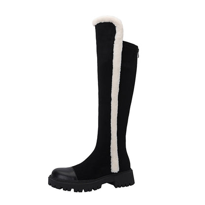 But Knee High Boots Women's Flat Low Heel But Knee
