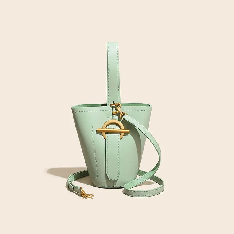 Genuine Leather Bucket Bag
