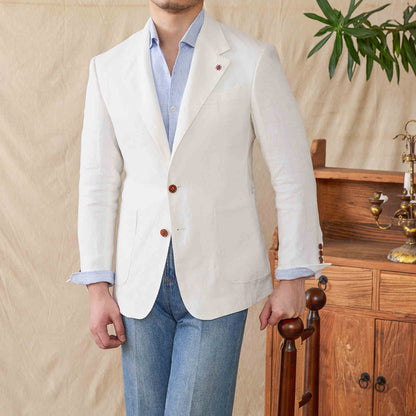 Lightweight Semi-lined Casual Pure Linen Suit Jacket