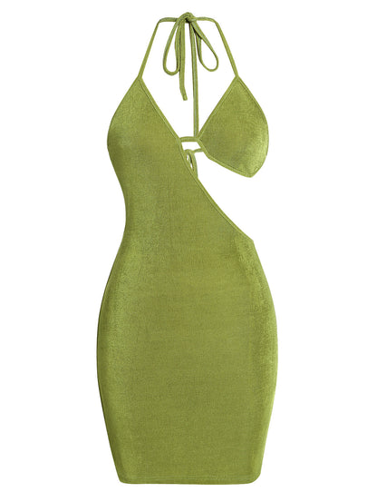 Women Sexy Bodycon Party Dresses Backless Spaghetti Straps Bra Cutout Jersey Halter Naughty Clubwear