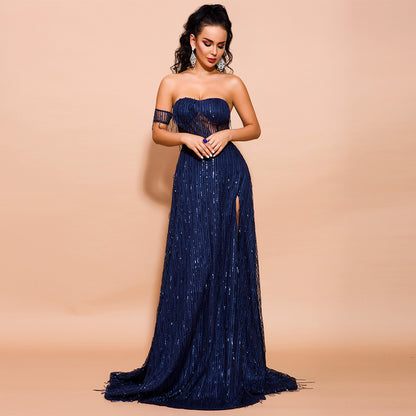 Backless fringed dress