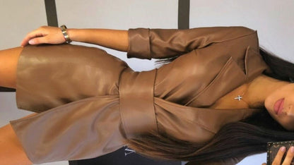 Women's dress leather jacket with belt