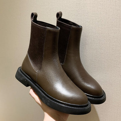 European and American Style Women's Thick Heel Boots Flat Boots