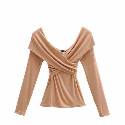 Explosive sexy cross strapless slim T-shirt women