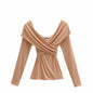 Explosive sexy cross strapless slim T-shirt women