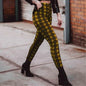 Plaid high waist leggings women casual pants