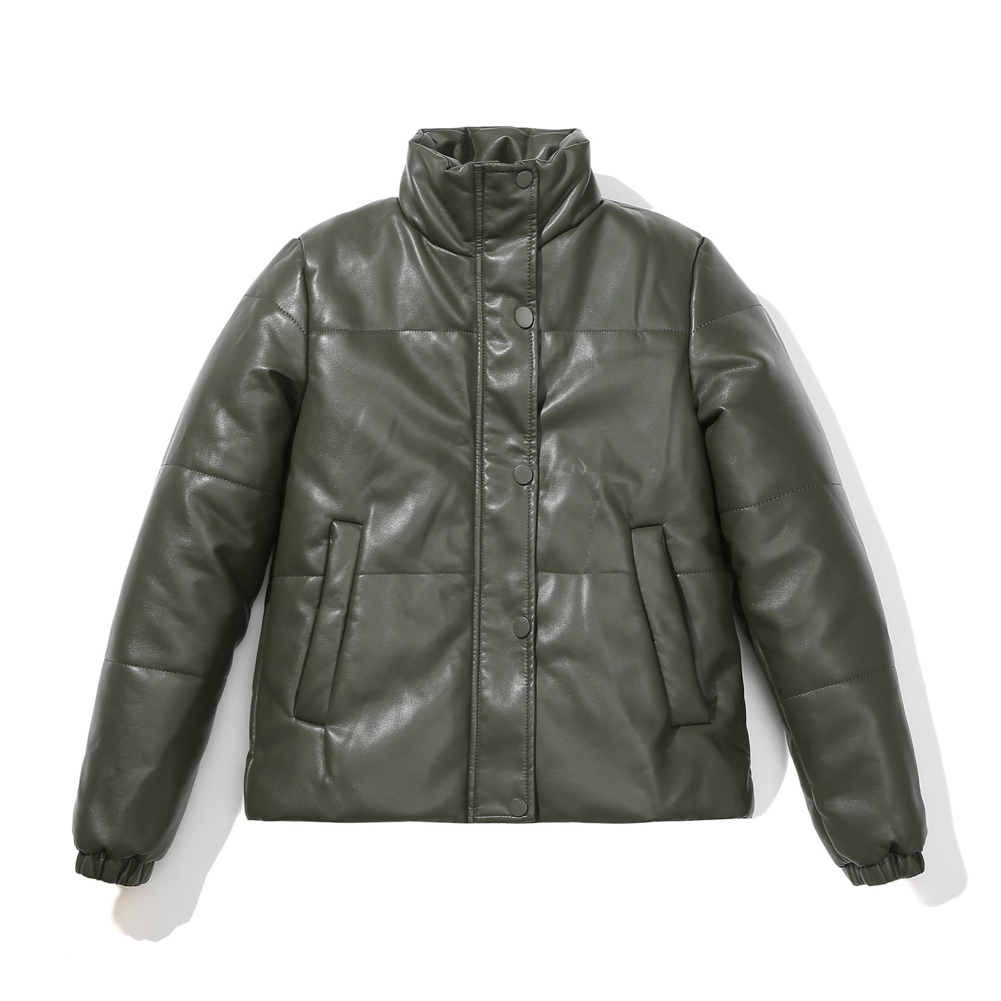 European Size Short Autumn And Winter Leather Coat Women's European And American Thickened Cotton-padded Coat