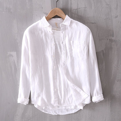 Cotton And Linen Men's Long-sleeved Casual Shirt