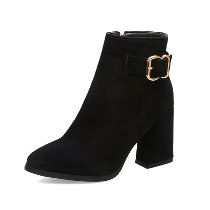 Leopard print chunky heel boots