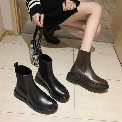 European and American Style Women's Thick Heel Boots Flat Boots