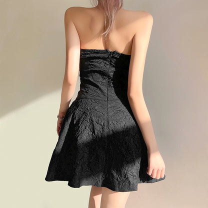 High Waist Slim Sexy Zipper Tube Top Halter Dress Women