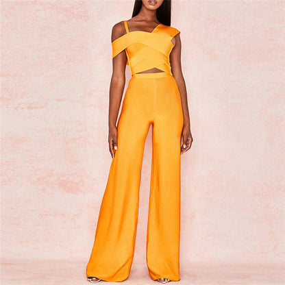 Wide leg pants suit