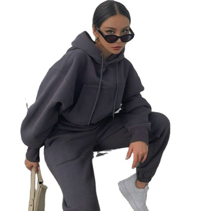 Hooded sweater casual suit