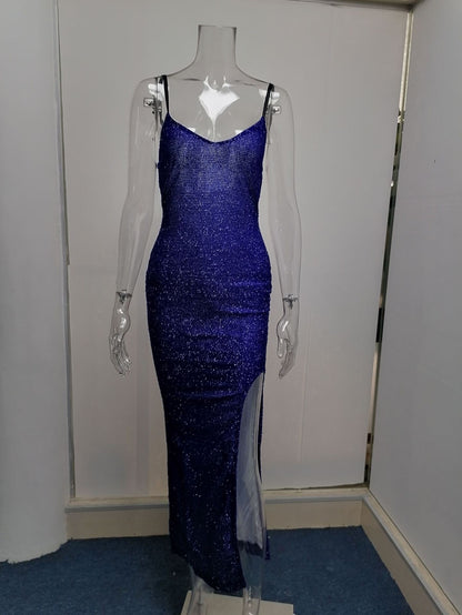 Women's High-end High-waisted Evening Dresses With Suspenders And V-necks