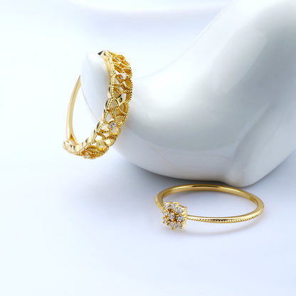 Jewelry Silver Hollow Lace All-Match Zircon Set Ring New Product Ring