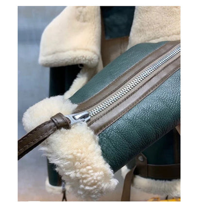 Green Stitching Big Lapel Motorcycle Suit