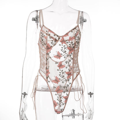 Autumn Lace Embroidery Sexy Body Shaping Bodysuit
