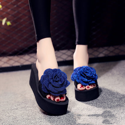 New Style Slippers Female Summer Big Flower Sandals And Slippers One-Word Slippers
