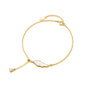 Modian Light Beads White Shell Wings Tassel Water Drop Shape 925 Sterling Silver Link Chain Bracelet for Women Girl Fine Jewelry