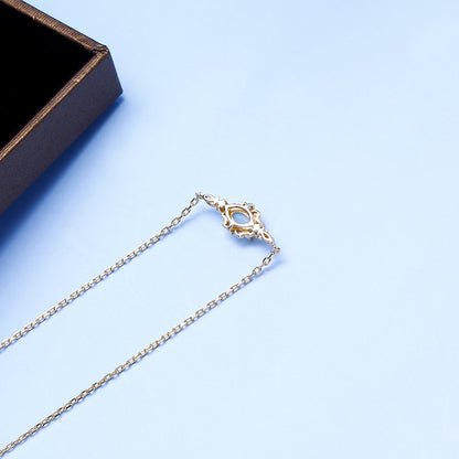 Sterling Silver Gold-plated Openwork Pattern Opal Necklace Women Classic Style Light Luxury Jewelry