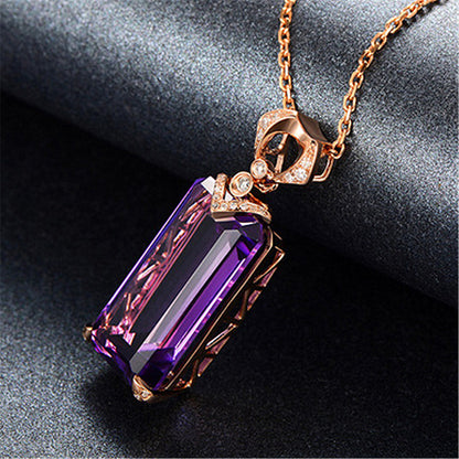 New Luxury Rectangular Amethyst Pendant