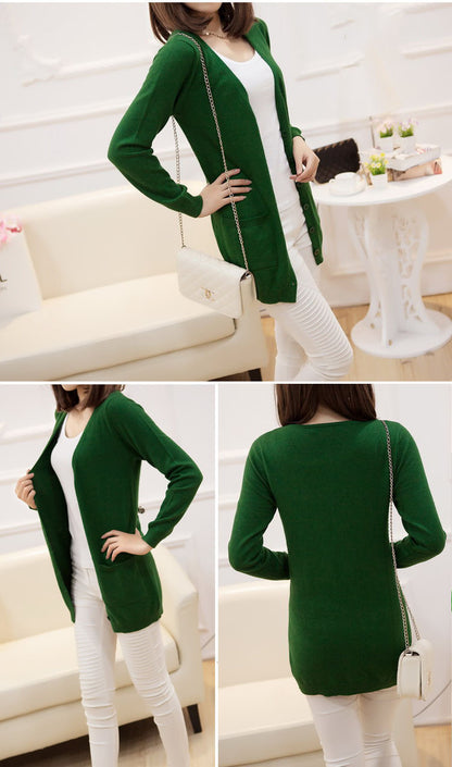 V-neck Loose Women's Wool Cardigan