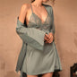 3 Pieces Women Pajamas Sets Faux Silk Pajamas Sleepwe