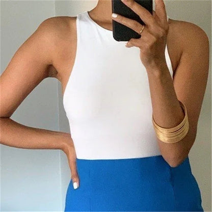 Sexy Sleeveless Round Neck Bodysuit