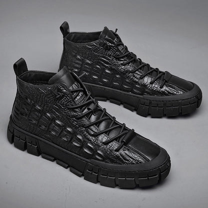 Plus Velvet Thick Warm High-top Cotton Shoes Men's Leather Martin