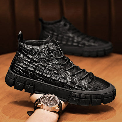 Plus Velvet Thick Warm High-top Cotton Shoes Men's Leather Martin