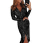 Women Clothes Bodycon Dresses New Ladies Bronzing Long-sleeved