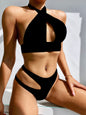 Sexy Leopard Print Hollow Bandage Bikini