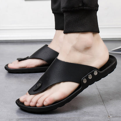 Slippers Men's Flip Flops Non-slip Flip-Flops Toe Pure Color Korean Sandals
