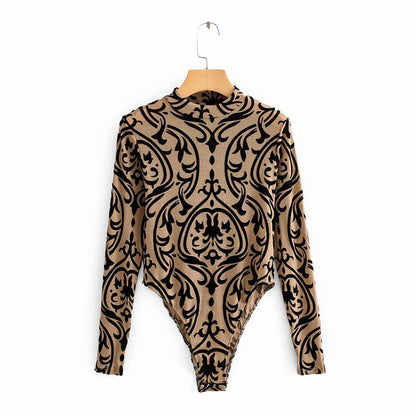 New sexy stand collar gold mesh bodysuit