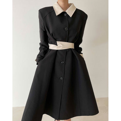 Retro Patchwork Trench Coat And Overcoat Coat