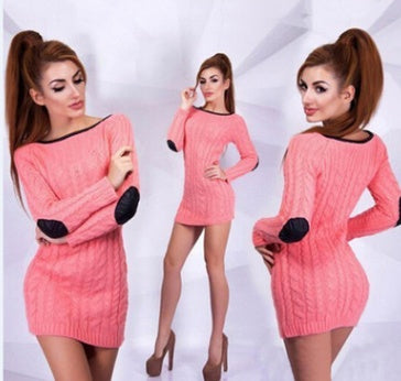 Wish autumn and winter new women's European and American Slim solid color long-sleeved round neck pullover sweater sweater 1300