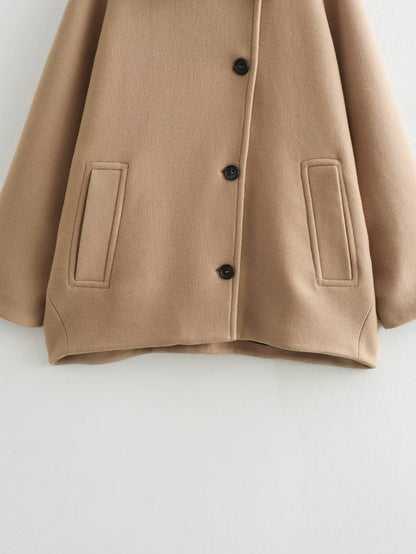 Women's Fall Winter Fashion Lapel Loose Woolen Coat Outerwear
