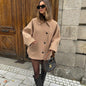 Women's Fall Winter Fashion Lapel Loose Woolen Coat Outerwear