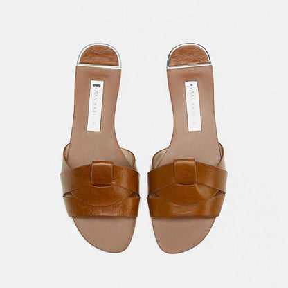 Leather cross strap sandals