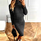 Turtleneck Knitting Solid Color Suit Skirt