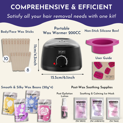 Waxing Gift Set 29pc Gold-Standard Hard Wax Kit With Wax Warmer & Beads For Full Body, Brazilian Hair Removal